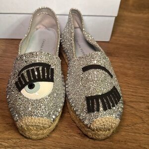 Silver glitter platform sandals